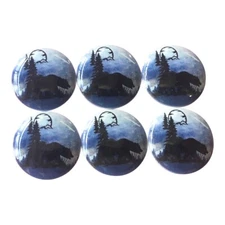 Set of 6 Night Sky Bear Wood Cabinet Knobs