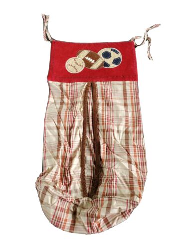  NOJO My Little MVP Red Navy Tan Plaid Nursery Diaper Stacker Sports Theme - Picture 1 of 1
