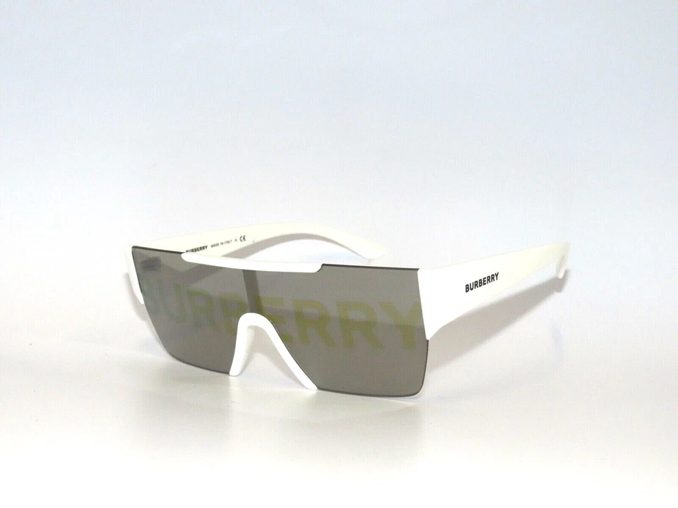 Burberry 4291 3007/H  White Gray Silver Gold Shield Sunglasses 
