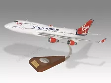 Boeing 747- 400 Virgin Atlantic Desk Wood Airplane New Model Large Scale 1/150