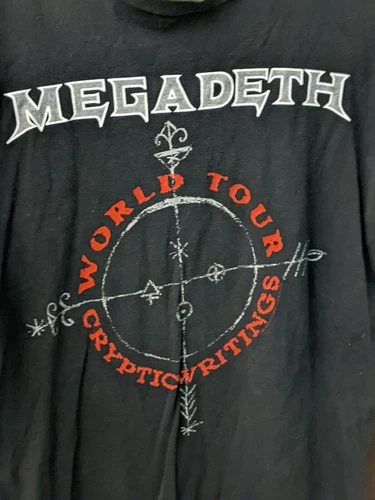 Megadeth World Tour Cryptic Writings Band T Shirt - 1990s vintage concert t-shirt, vintage, size XL, single stitch, B+ condition
