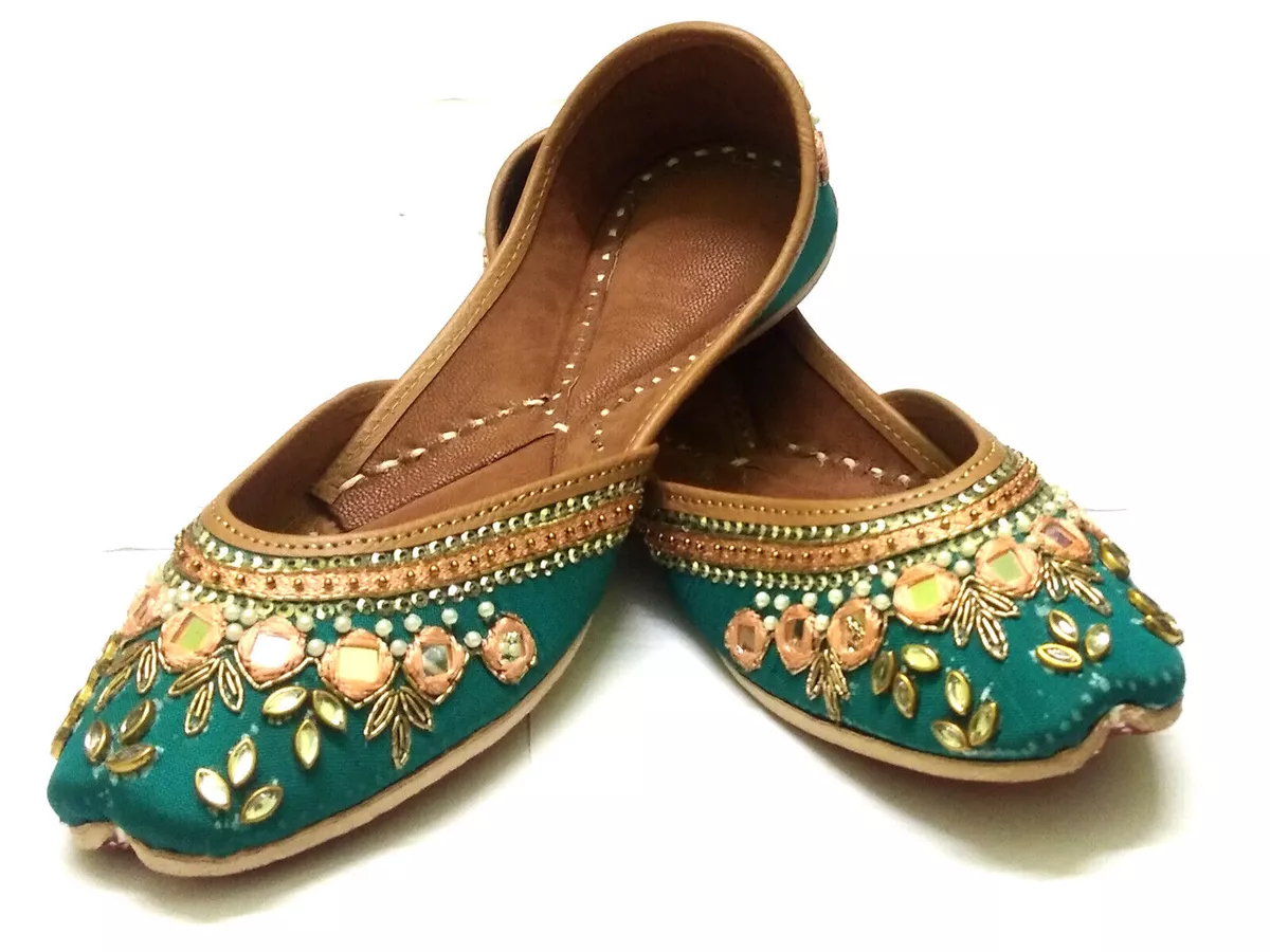 Punjabi Jutti Khussa Mojari For Ladies Girls Handmade Green