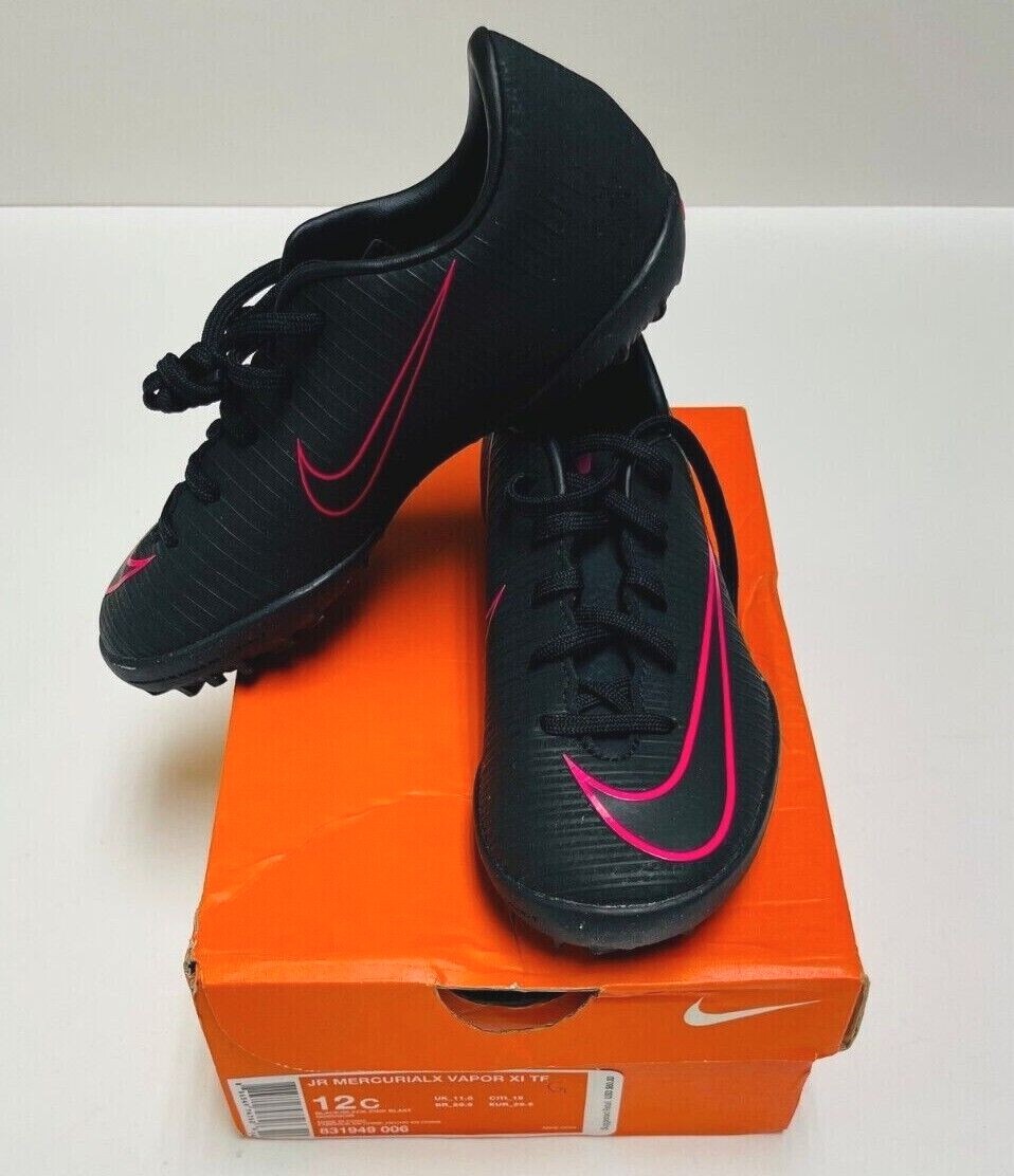 Nike Jr. Mercurial Vapor XI Turf Kids Soccer Shoes Black-Pink | eBay