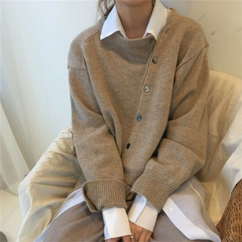 Asymmetrical button hotsell sweater