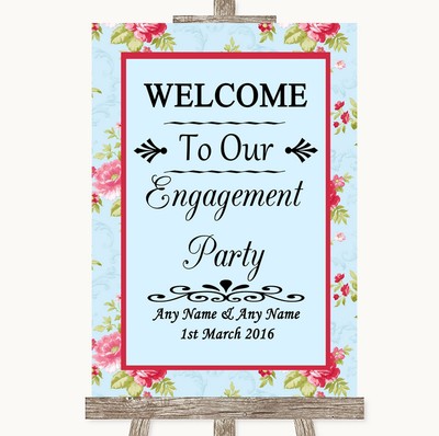 Wedding Sign Poster Print Shabby Chic Floral Welcome To Our Engagement Party Ebay
