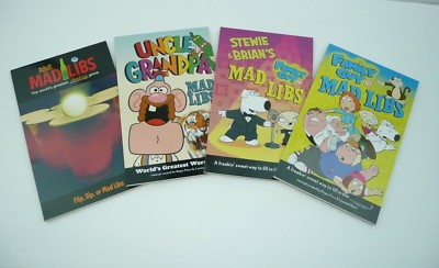 Adult Mad Libs Lot of 4 Family Guy Uncle Grandpa Drinking Brian Party Home Games