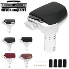Jdm Pu Leather Metal Automatic Car Gear Stick Shift Knob Shifter Push Button New