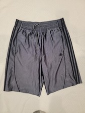 Adidas Men's Dazzle Basketball Shorts Size M Medium Gray Silver Shiny 3-Stripe