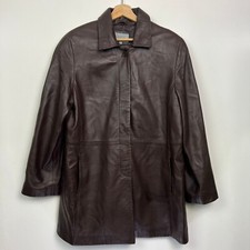 Marks And Spencer Leather Jacket Women Uk 14 Brown Soft Coat Blazer Smart Casual