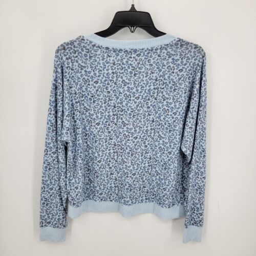 Lucky Brand Sweater Womens Small Blue Animal Print Oversized Soft Boho Pullover - Picture 2 of 8
