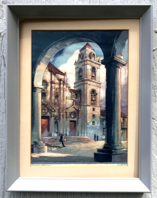 Al Mettel, American Artist, Havana Cathedral, ''La Cathedral DeLa Virgin Maria''