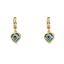 14K Evil Eye Dangle Huggies Earrings