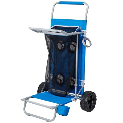 Beach Cart with Big Wheels for Sand, Collapsible Utility Folding Beach Wagon ...