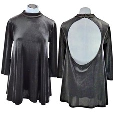 Urban Outfitters Tunic Top Kimchi Blue Open Back Velvet Blouse High Neck A Line