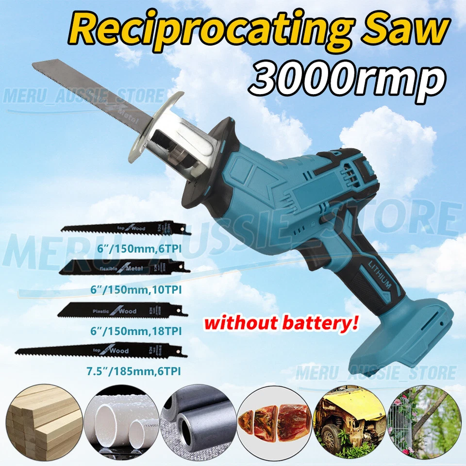 Cordless Electric Reciprocating Saw 4 Blades Cutting Tool For 18V Makita Battery