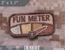 Milspec Monkey MSM Nylon Morale Patch FUN METER tab - DESERT color - NEW