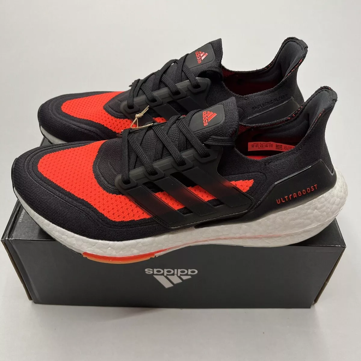 Adidas Men s UltraBoost 21 FZ2559 Black Orange White Running Shoes Size 10