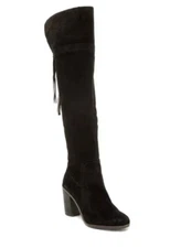 Franco Sarto Ellyn Black Suede Over the Knee Boots Sz 6.5   $225  *78  New 