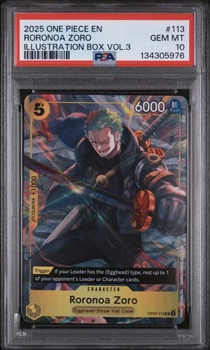 Roronoa Zoro (Illustration Box Vol.3) OP07-113 One Piece Promotion Cards PSA 10