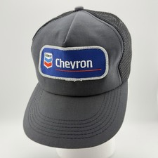 Vintage Chevron Gas SnapBack Trucker Hat Mesh Adjustable Gray Automotive