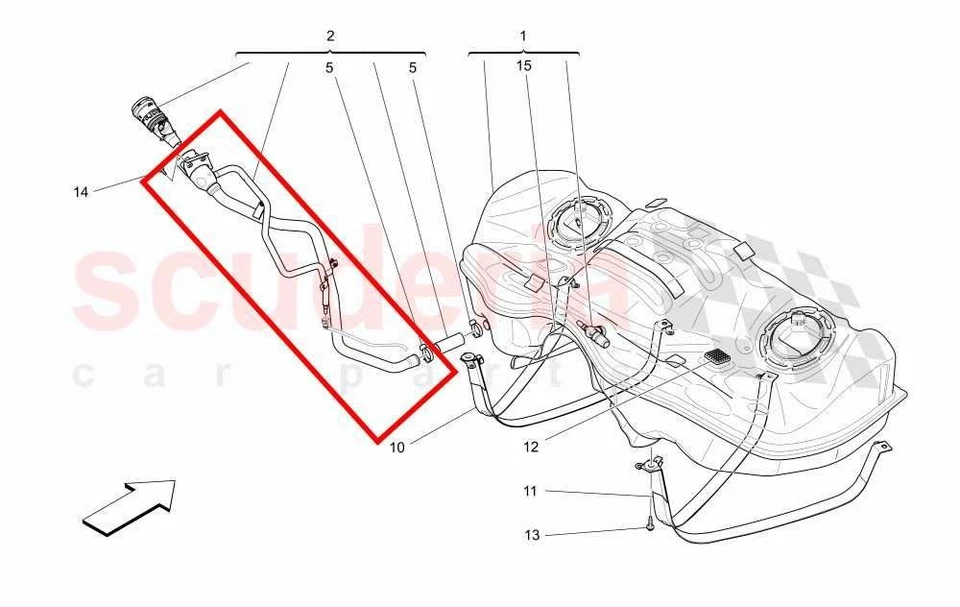 Tubo de manguera de cuello de llenado de combustible Maserati Ghibli S Q4 14-16 con manguera flexible *ReaD* Foto 2 de 4
