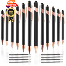12 PCS 2 in 1 Stylus Ballpoint Pen with Tip, 1.0 mm Rose gold  Black