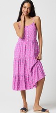 New With Tags J CREW Lavender Spaghetti Strap Tiered Midi Dress $128 Pockets