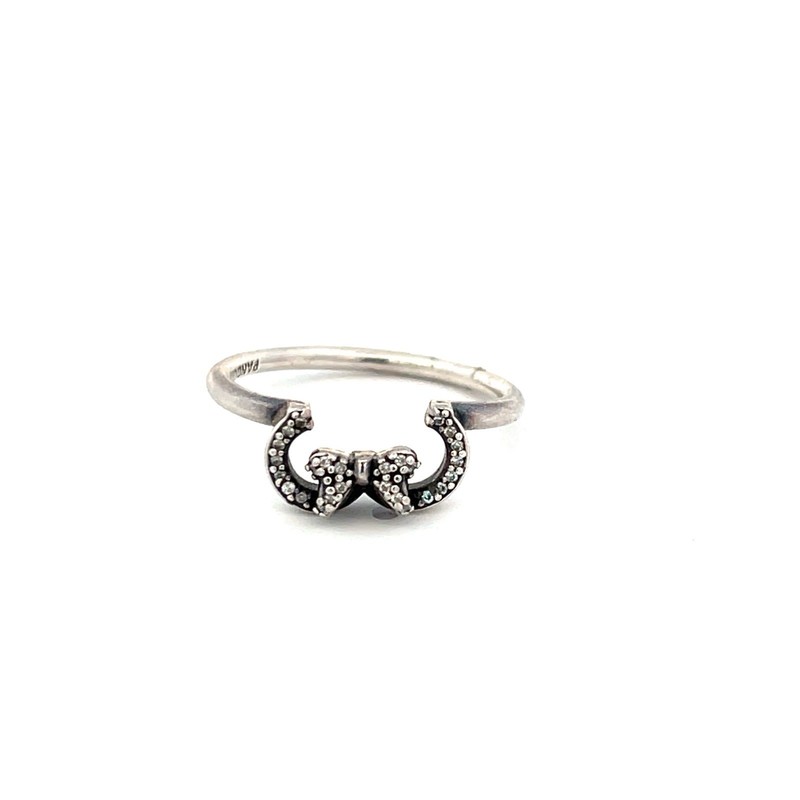 Pandora Disney Minnie Mouse Silhouette CZ Ring Size 6 Good Condition*884
