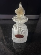 Latticino Nastro Bianco Murano Vintage con Tappo Oro Spolverato Croet Bottiglia Profumo