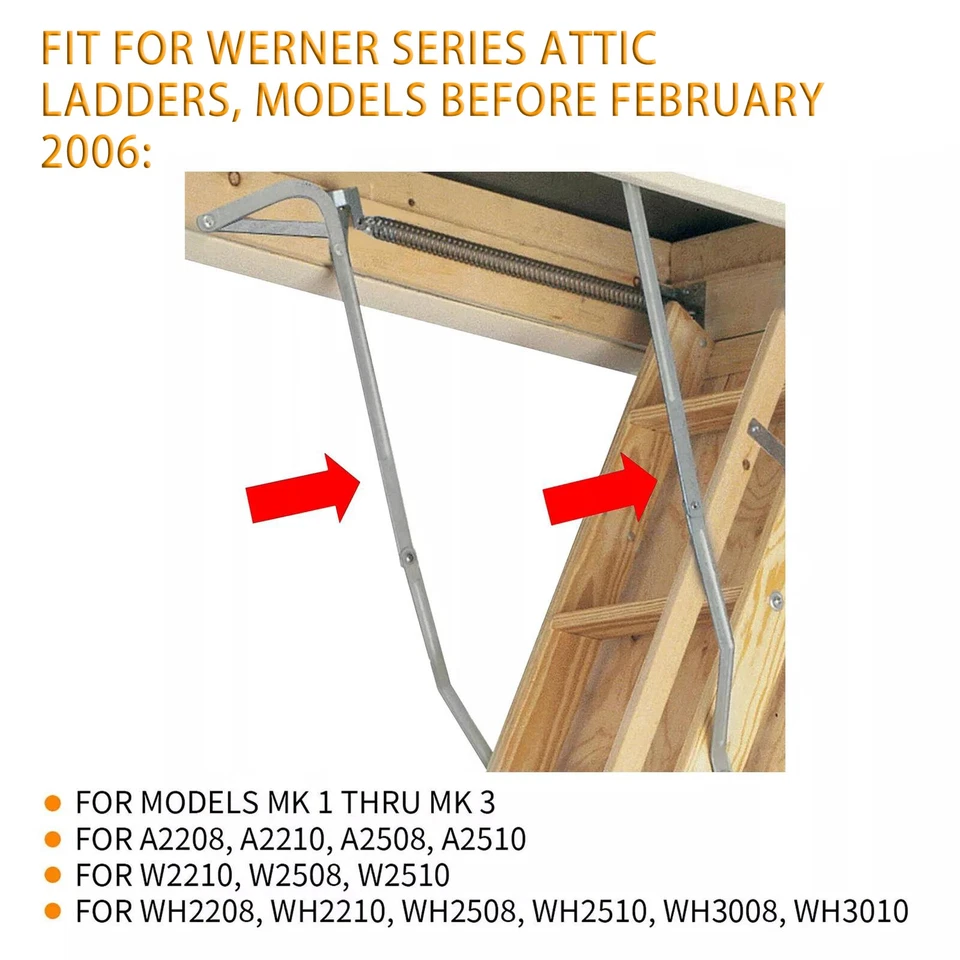 Para Werner 55-1 MFG 06 y Par Antiguo Ático Escalera Esparcidor Brazos Bisagra Foto 2 de 4