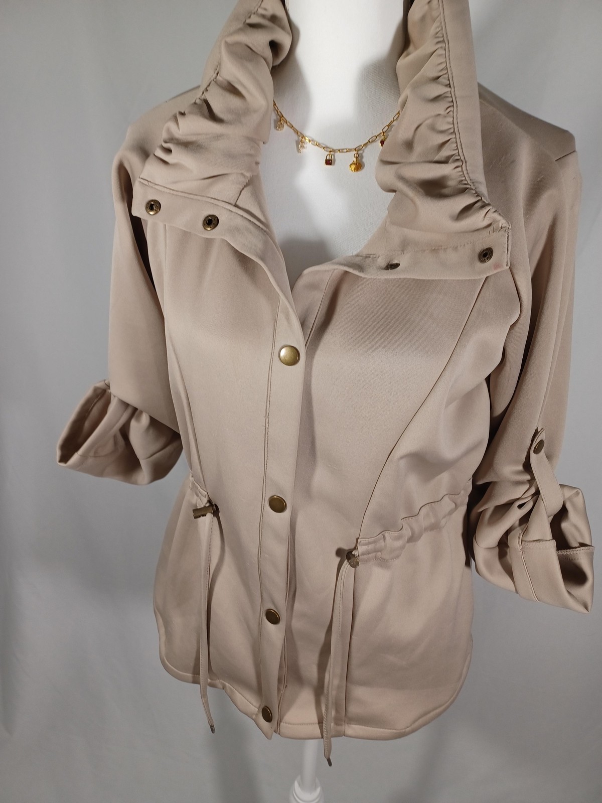 Grace Elements Jacket Womens Small Beige Ruffle C… - image 4