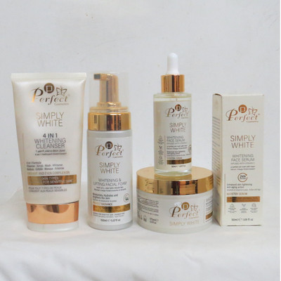 Simply White Whitening Gesichtsserum + Peeling + Reiniger + Gesichtsschaum Combo Set