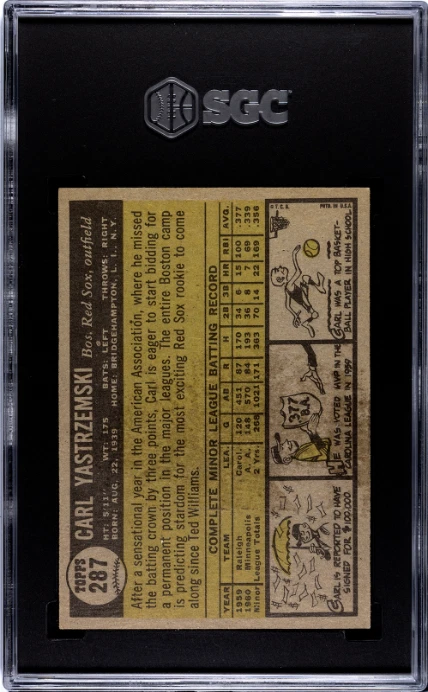 1961 Topps #287 Carl Yastrzemski SGC 5.5 Excellent - Image 2 of 2