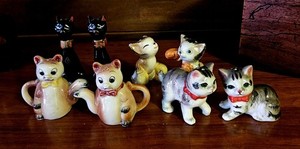 Vintage Cat Salt and Pepper Shakers Lot of 4 Pairs