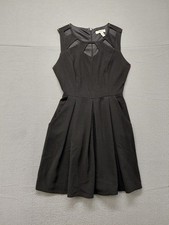Speechless Women Skater Dress XS Black Back Zip Cutout Neck Sleeveless Cocktail