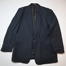 Vtg USA Made 46L Blue Herringbone Tweed Mens Blazer Suit Jacket Sport Coat