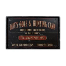 Custom Distressed Golfing Proprietor Sign - Rustic Hand Made Wooden