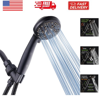 #ad High Pressure 6 Setting Oil Rubbed Bronze Handheld Shower Head with Stainless... $56.98