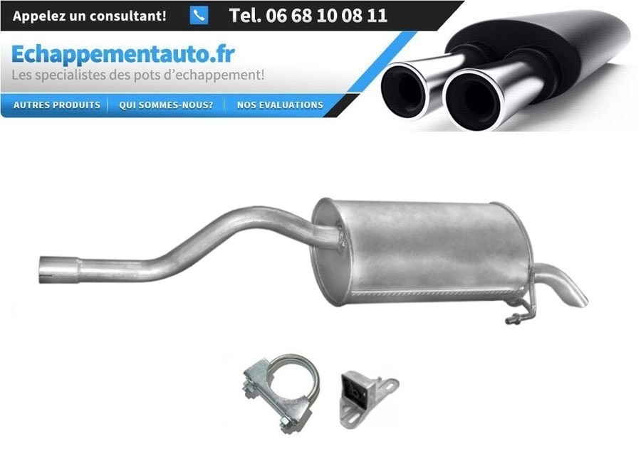 Échappement Clio II 1.2 1.4 silencieux arrière en acier pour modèles 2000 à 2005