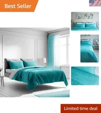 Prestige 3-Piece Ocean Teal Microfiber Bedspread Set for King/Cal King Beds