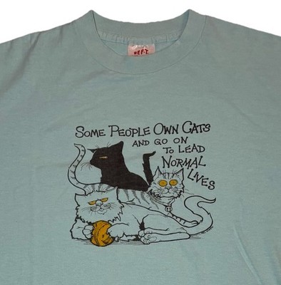 Vintage 90s Mel Wikin Art Crazy Cat Lady Single Stitch Boxy Shirt