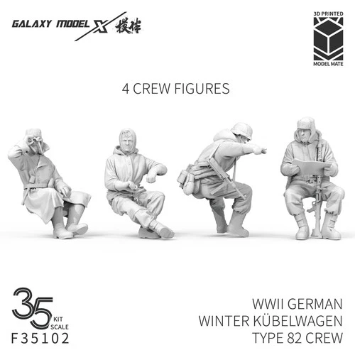 1/35 WWII German Autumn/Winter Kubelwagen Type 82 Crew Resin Model Unpainted Kit