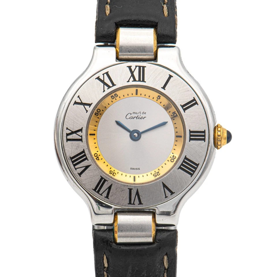 28 mm ø - must de Cartier 21 Ref. 1340 (m. Box) Quartz Damenuhr - Bild 2 von 4