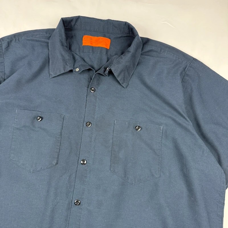 Dickies Short Sleeve Shirt Men's 3XL Navy Blue Workwear Uniform |0261