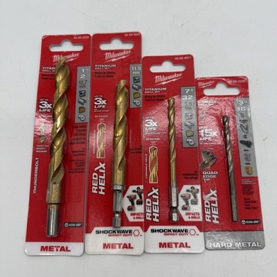 Lot Of 4 Milwaukee Miscellaneous Titanium/Cobalt Drill Bits