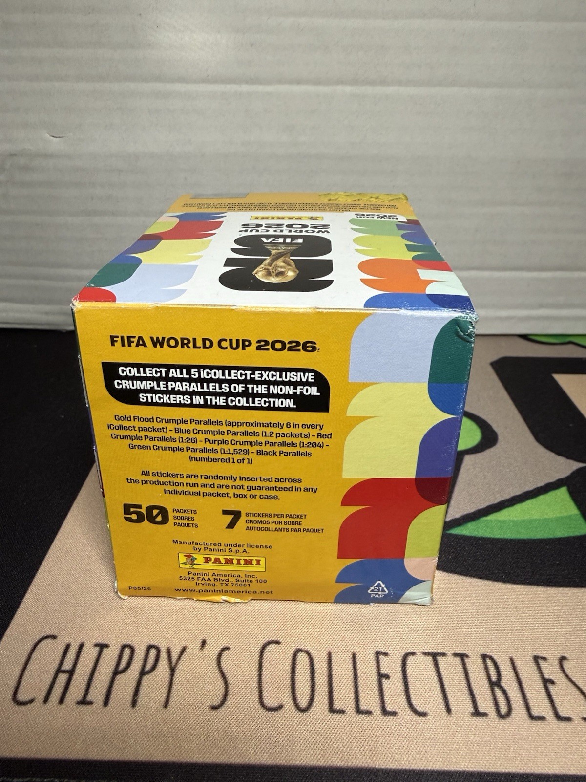 Panini Sticker Packet Panini FIFA World Cup 2026 GOLD CRUMPLE Online EXCLUSIVE Sticker Box 50 ...