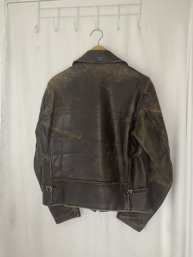 Vintage 1940s Windward Horsehide Cossack Half Belt Leather Jacket - Men’s Medium - Picture 2 of 16