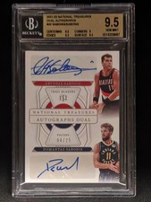 2021-22 National Treasures Arvydas Sabonis Domantas Sabonis Dual Auto /25 BGS9.5