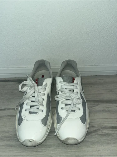 Baskets homme Prada America’s Cup blanc argent pointure 10 4E3400 luxe chaussures
