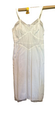 Vintage KOMAR Lingerie full dress slip White lace nylon sz 36 Regular adjustable
